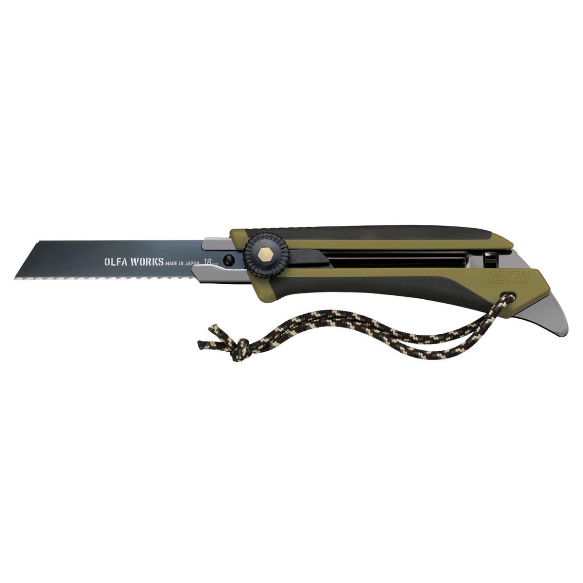 Универсальный нож OLFA WORKS FK1 FIELD KNIFE со сменным серрейторным лезвием для сложных материалов 18 мм OW-FK1-OD