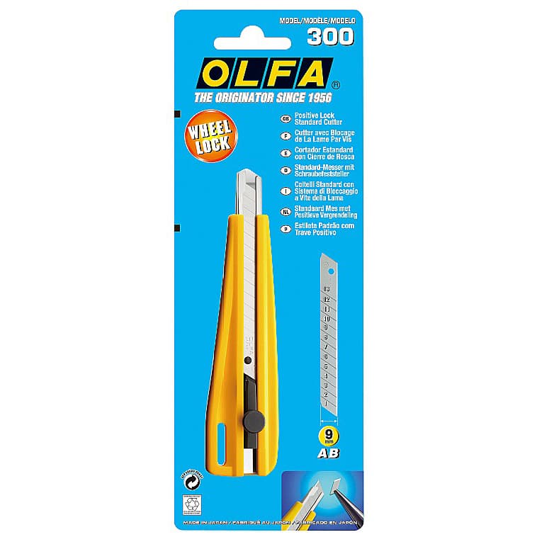 Нож OLFA с выдвижным лезвием с фиксатором, 9мм OL-300