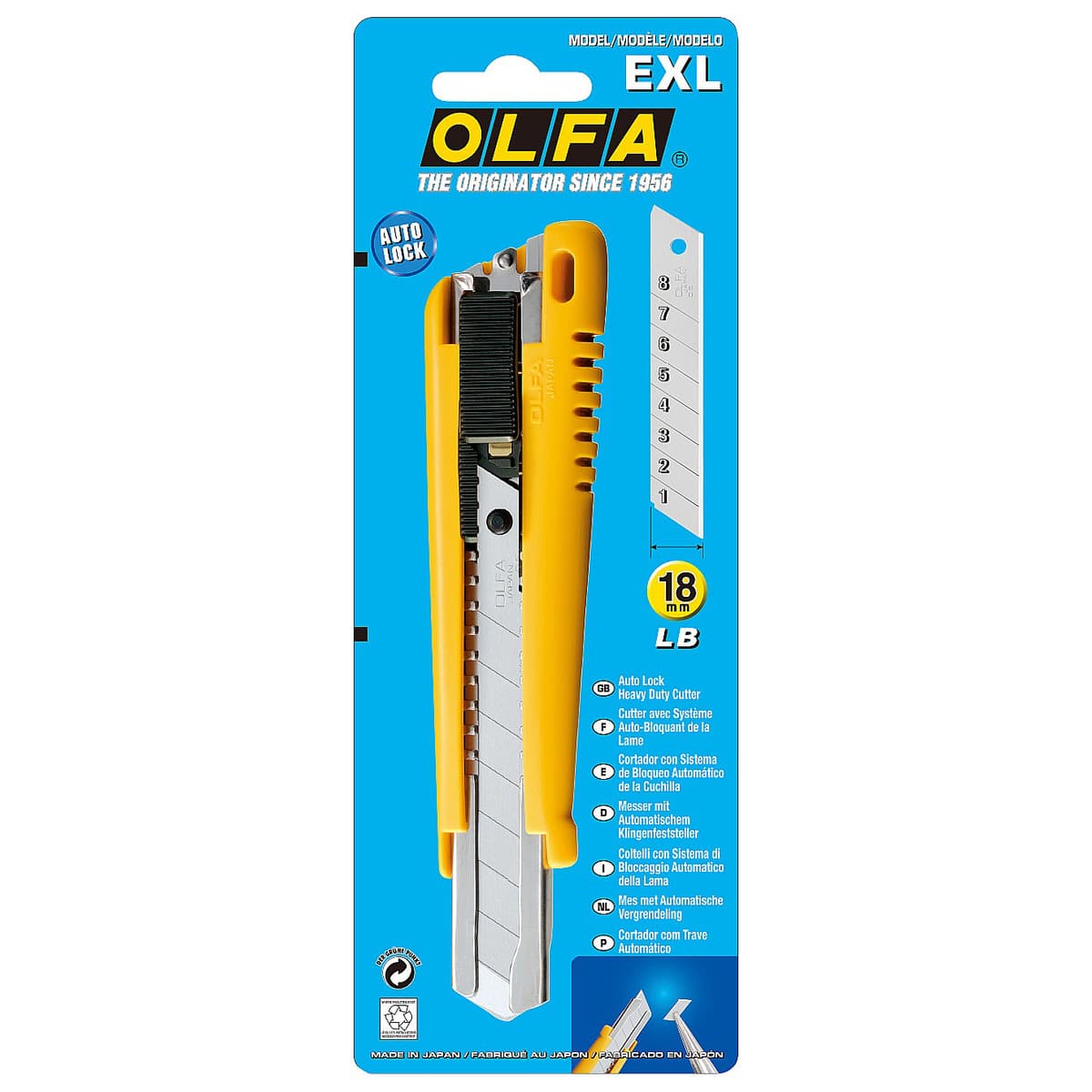 Нож OLFA с выдвижным лезвием, с автофиксатором, 18мм OL-EXL
