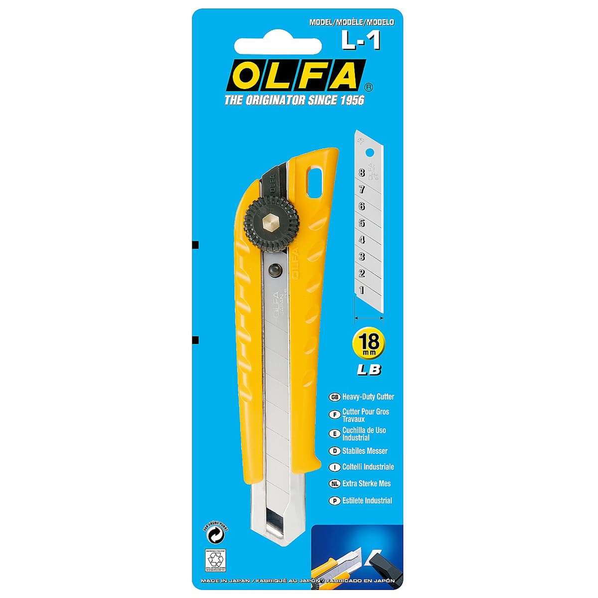 Нож OLFA с выдвижным лезвием эргономичный, 18мм OL-L-1