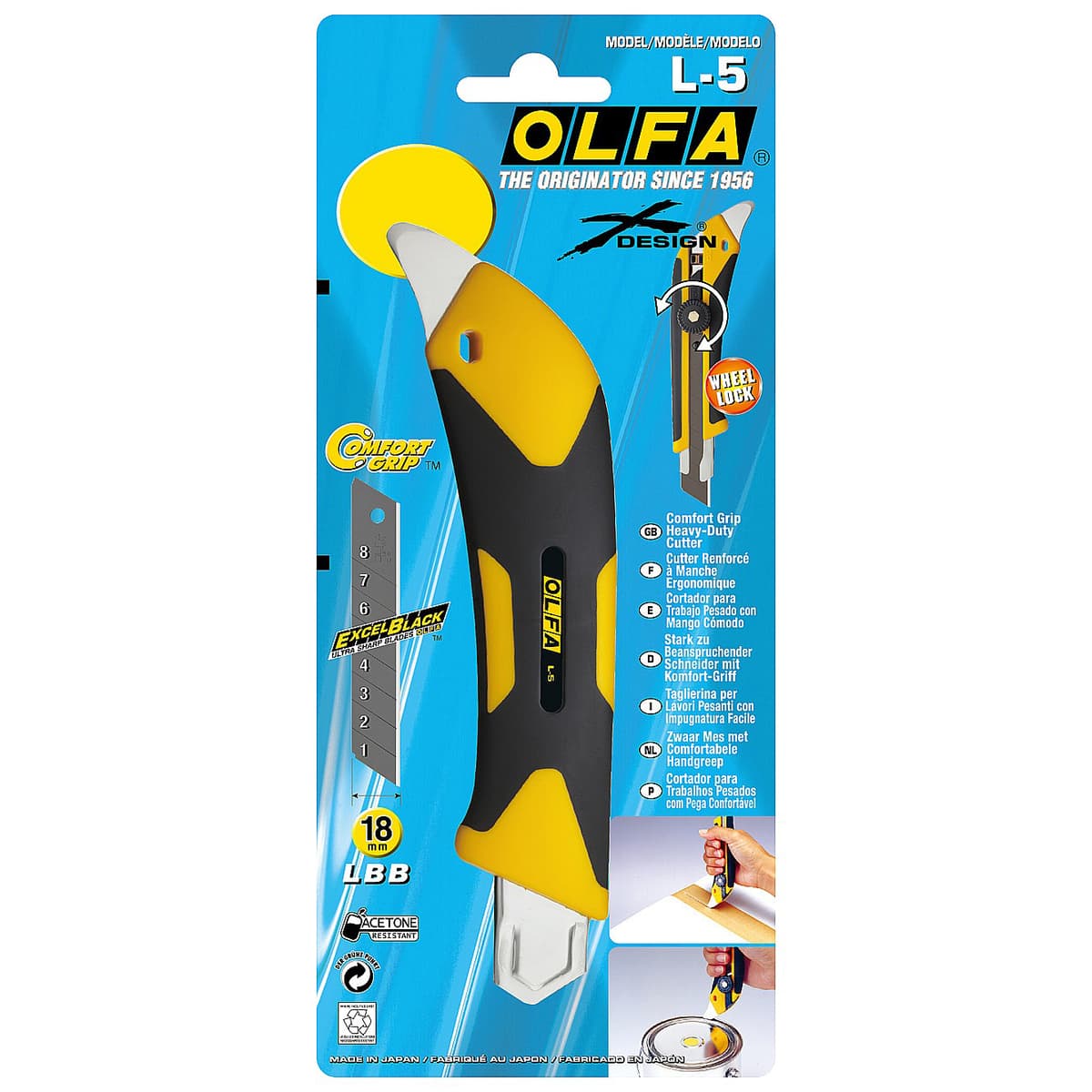 Нож OLFA, двухкомпонентный корпус, трещоточный фиксатор, 18мм OL-L-5