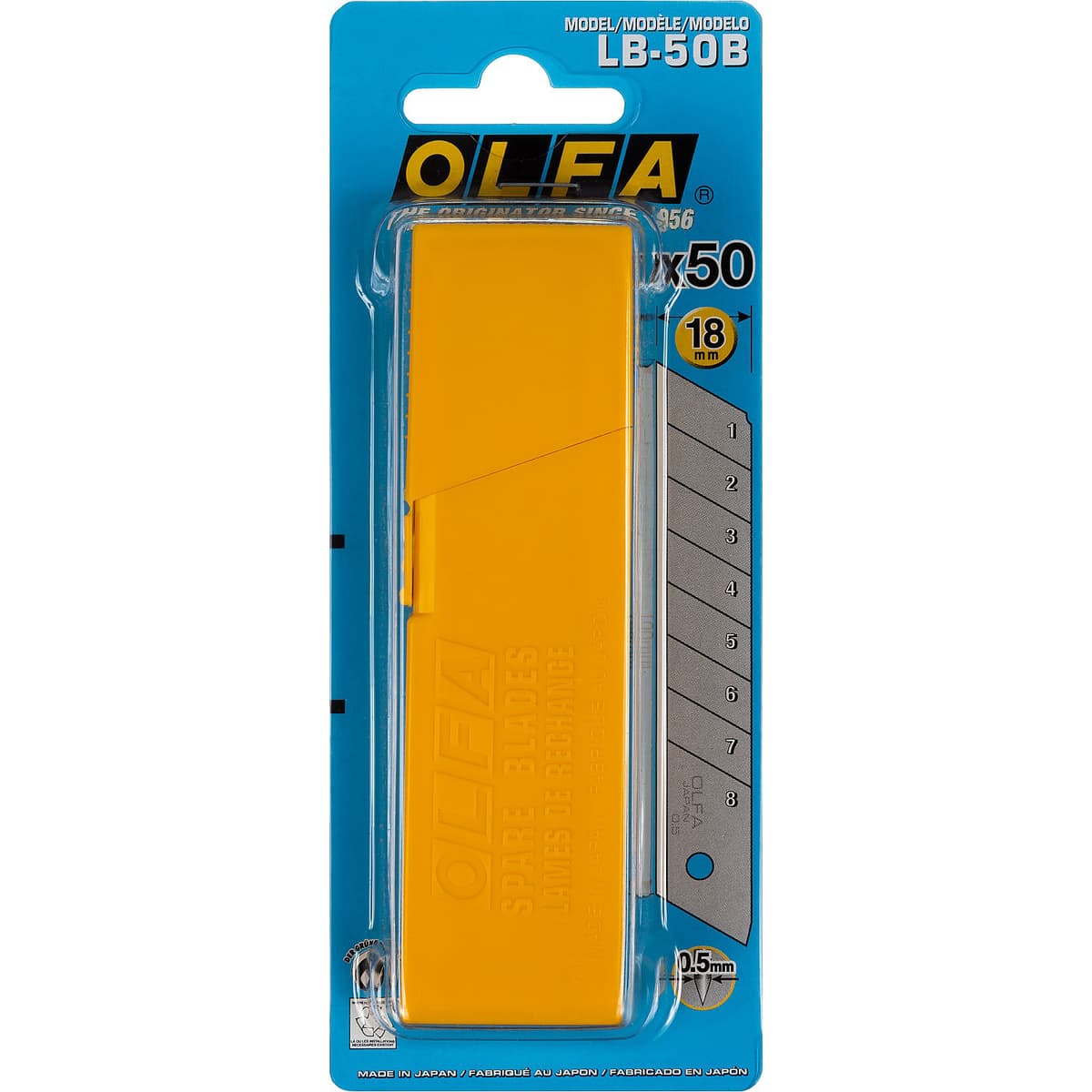 Лезвие OLFA сегментированное, 8 сегментов, 18х100х0,5мм, 50шт OL-LB-50 B