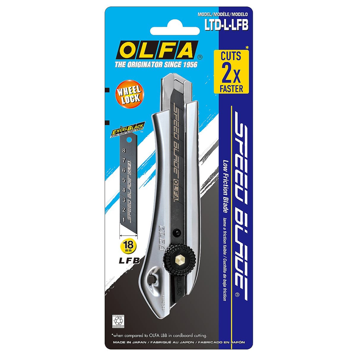 Нож OLFA 18 мм с выдвижным сегментированным лезвием, винтовой фиксатор OL-LTD-L-LFB