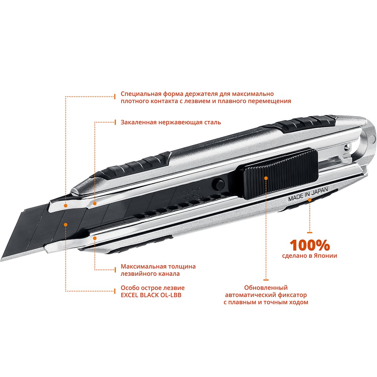 Нож OLFA с выдвижным лезвием, AUTOLOCK фиксатор, 18мм OL-MXP-AL